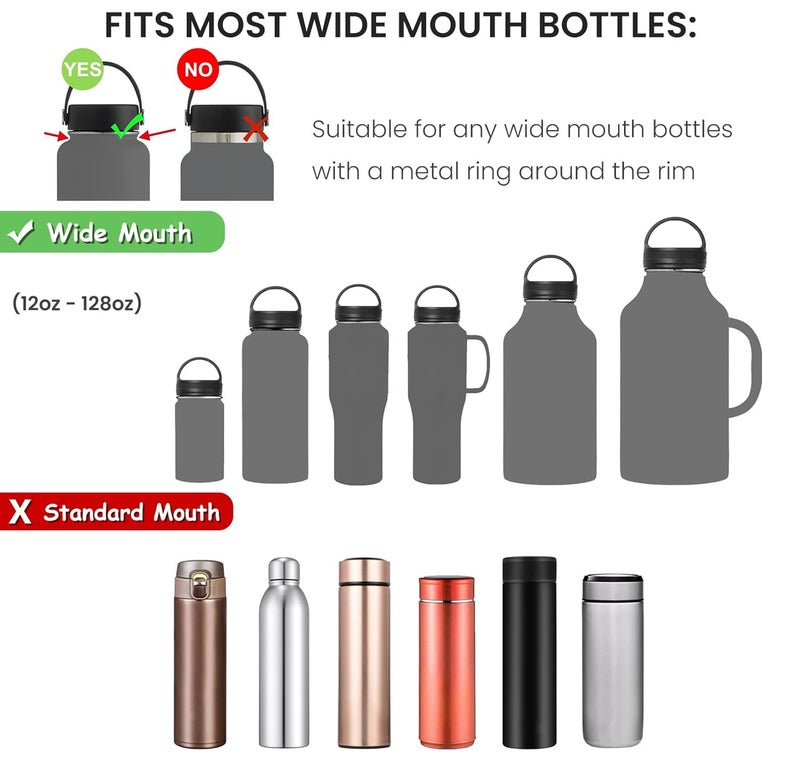 Wongeto Paracord Handle Carrier Holder with Shoulder Strap,Compatible with Hydro Flask Wide Mouth Water Bottles 12oz - 64 oz Water Bottle for Walking Hiking Camping (Rainbow) - Image 2
